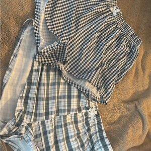 SHEIN Black and White Plaid Sleep Shorts Set